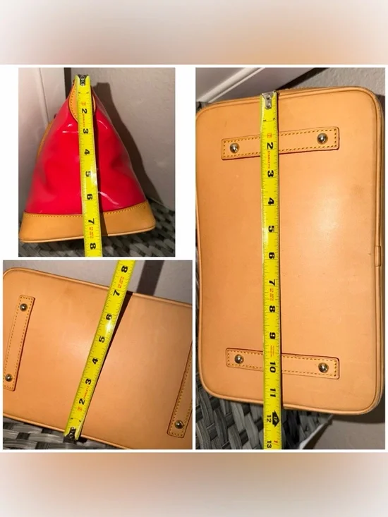 Dooney & Bourke Patent Leather Top Handle Satchel in Red Orange - Leather trim - Picture 9 of 16